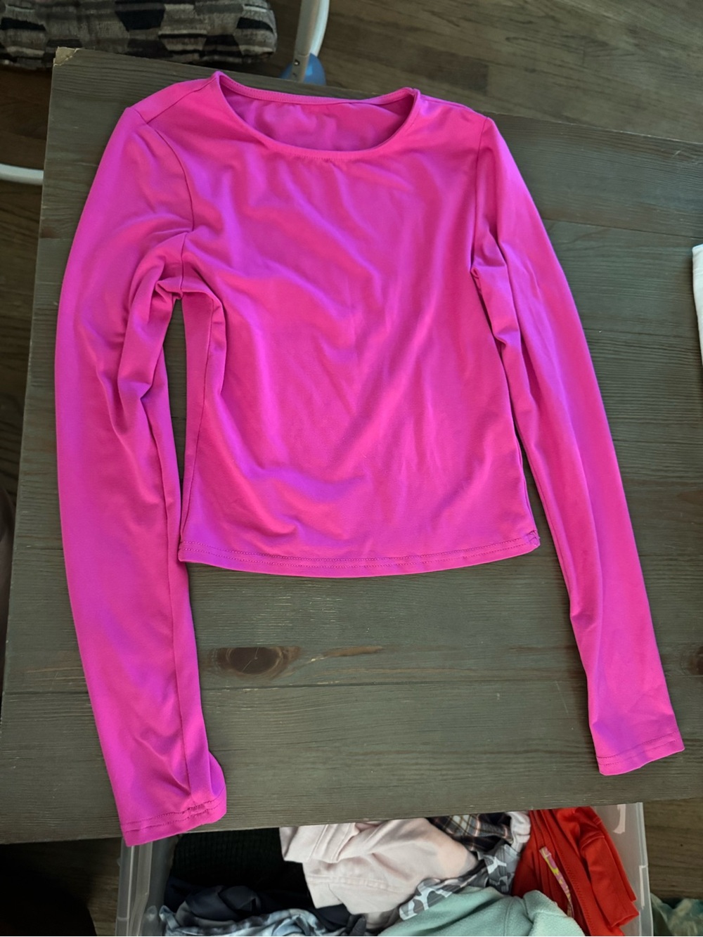 SHEIN Hot Pink Long Sleeve Crewneck Top